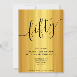 Invitación Moderno y elegante Script Gold 50 cumpleaños