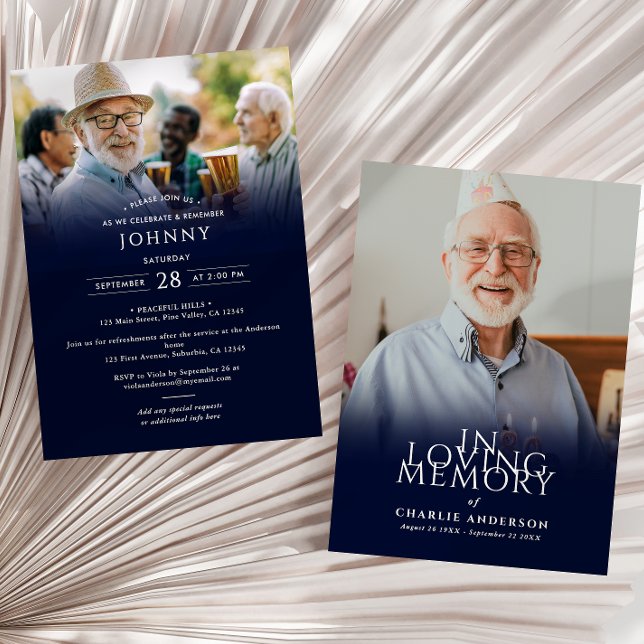 Invitación Moderno Y Elegante Servicio Funeral/Memorial De 2  (Subido por el creador)