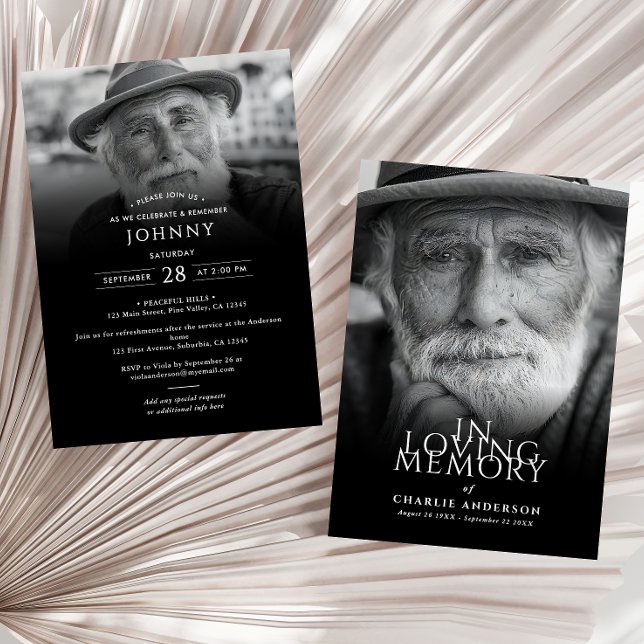 Invitación Moderno y elegante servicio funeral/Memorial de 2  (Subido por el creador)