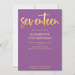 Invitación Moderno y elegante simple fiesta de cumpleaños 17