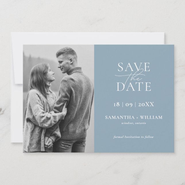 Invitación Moderno y Elegante Simple Save the Date (Anverso)