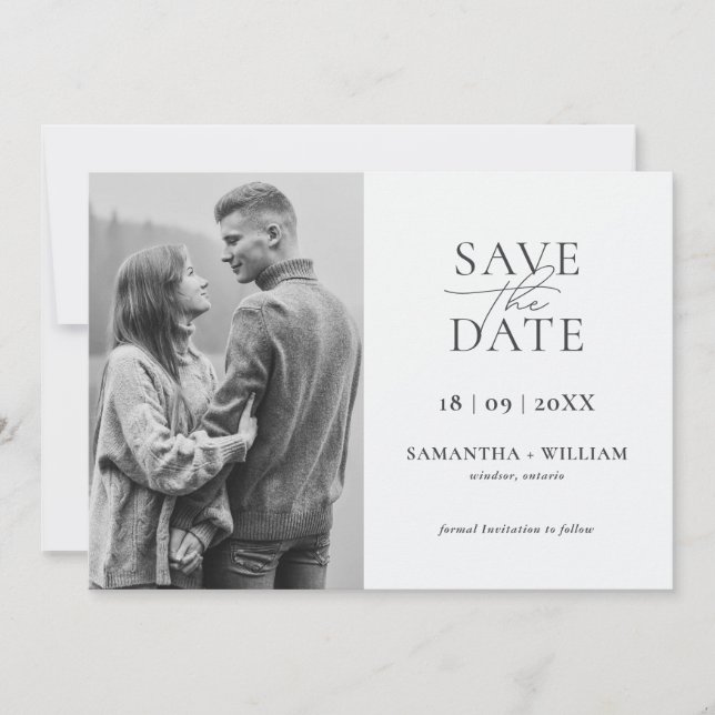 Invitación Moderno y Elegante Simple Save the Date (Anverso)