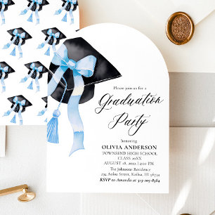Invitación Moderno y elegante tapón de graduación de barro az