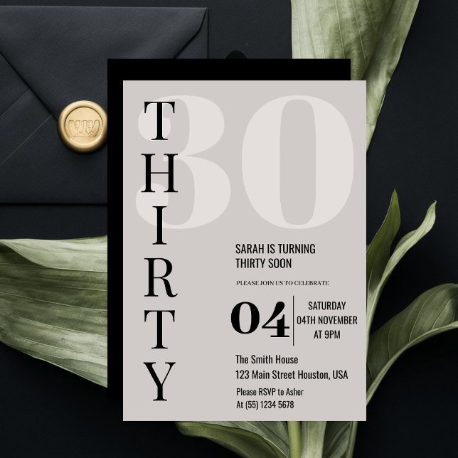 Invitación Moderno y elegante Treinta y Treinta Fiesta de cum (Subido por el creador)