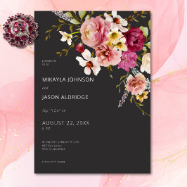 Invitación Moderno y elegante verano pradera floral Boda negr