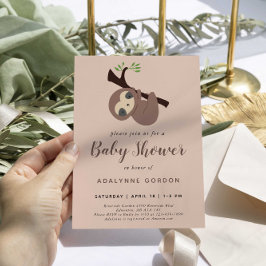 Invitación Moderno y espumoso Baby Shower Pink Brown Cute min