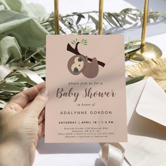 Invitación Moderno y espumoso Baby Shower Pink Brown Cute min (Subido por el creador)