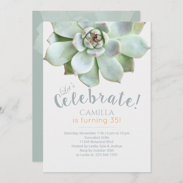 Invitación Moderno y exuberante fiesta de cumpleaños (Anverso / Reverso)