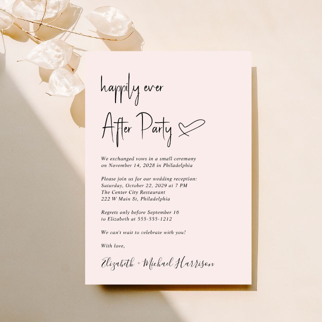 Invitación Moderno y feliz por siempre después de la recepció (An chic Happily Ever After Party invitation for your wedding celebration)