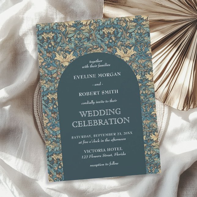 Invitación Moderno y florido Art Nouveau William Morris boda (Trendy floral Art Nouveau William Morris wedding Invitation)