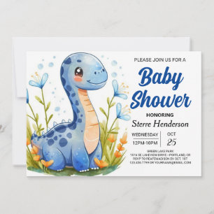 Invitación Moderno y lindo Dinosaurio Digital Boy Baby Shower