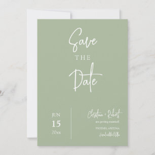 Invitación Moderno y macizo boho verde para salvar la fecha