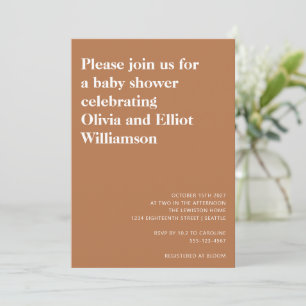 Invitación Moderno y minimalista Baby Shower Terracotta