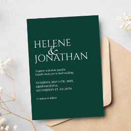 Invitación Moderno y minimalista boda elegante verde esmerald