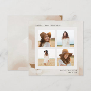 Invitación Moderno y mínimo graduado en collage de fotos abst