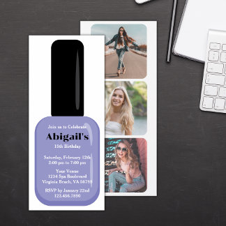 Invitación Moderno y moderno de moda Periwinkle Nail Cumpleañ