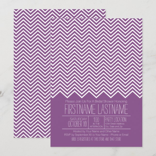 Invitación Moderno y moderno patrón de Chevron Ducha de novia (Anverso / Reverso)
