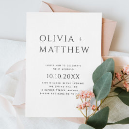 Invitación Moderno y negro boda fotográfico + QR
