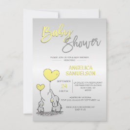 Invitación Moderno y neutro elefante amarillo suave Baby Show