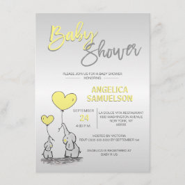 Invitación Moderno y neutro elefante amarillo suave Baby Show