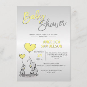 Invitación Moderno y neutro elefante amarillo suave Baby Show