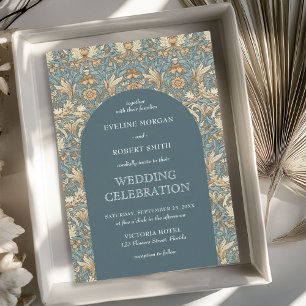 Invitación Moderno y polvoriento marfil verde floral Art Nouv