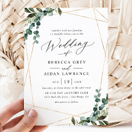 Invitación Moderno y sencillo acuarela verde Boda de oro