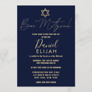 Invitación Moderno y sencillo bar rojo borgoña de oro Mitzvah