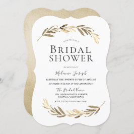 Invitación Moderno y sencillo elegante ducha de novia con hoj