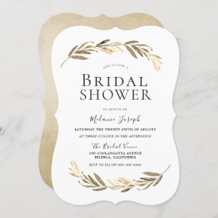 Invitación Moderno y sencillo elegante ducha de novia con hoj