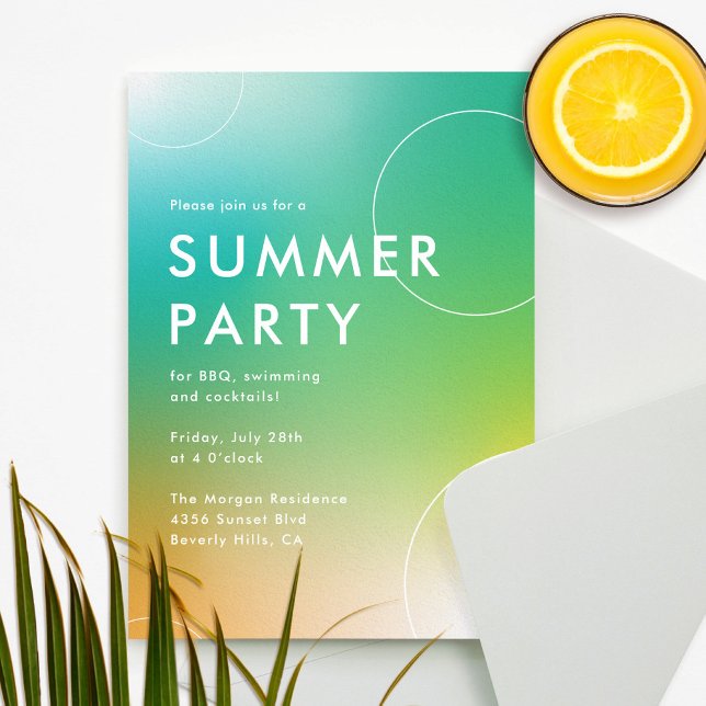 Invitación Moderno y sencillo Fiesta de cócteles de verano (v (simple and modern summer party invitation for adults)