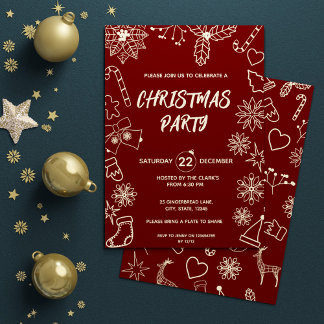 Invitación Moderno y sencillo Fiesta elegante de Navidad dora
