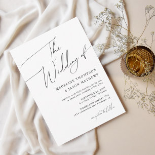 Invitación Moderno y sencillo guión en blanco y negro El Boda