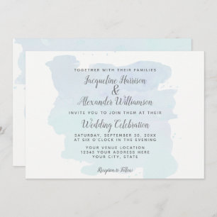 Invitación Moderno y simple acuarela azul Wash Brush Strokes