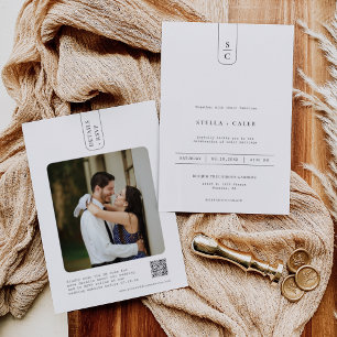 Invitación Moderno y simple Arco Geométrico Mínimo QR Foto de