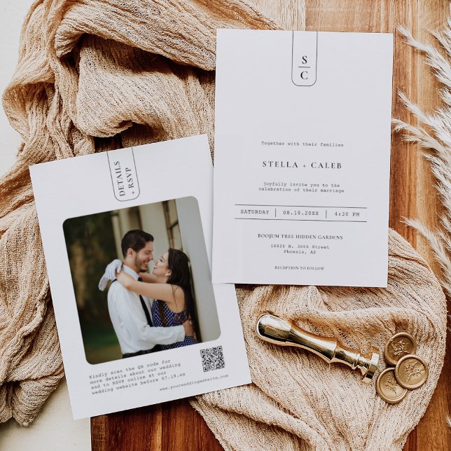 Invitación Moderno y simple Arco Geométrico Mínimo QR Foto de (Subido por el creador)