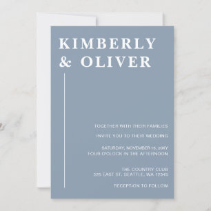Invitación Moderno y simple Boda azul turbulento mínimo