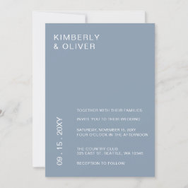 Invitación Moderno y simple Boda azul turbulento mínimo