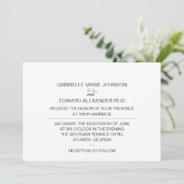 Invitación Moderno y simple Boda blanco y negro