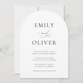 Invitación Moderno y simple Boda de arco blanco y negro