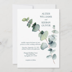 Invitación Moderno y simple Boda de bifurcación Eucalyptus
