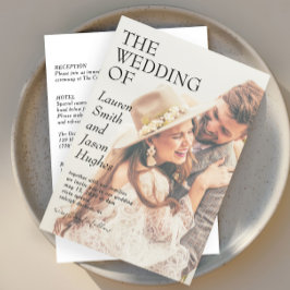 Invitación Moderno y simple Boda de Boho en blanco y negro
