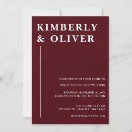 Invitación Moderno y simple Boda de Borgoña