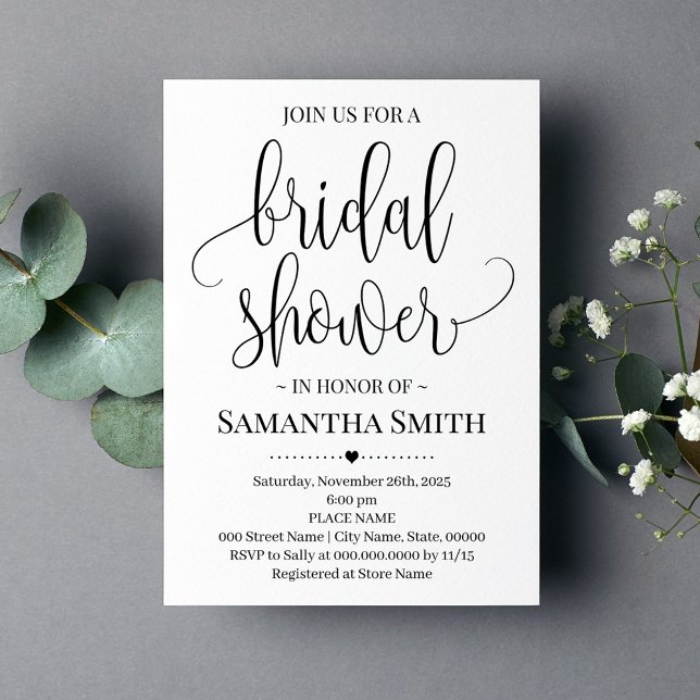 Invitación Moderno y simple Boda de ducha de novia Minimalist (Subido por el creador)