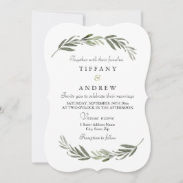 Invitación Moderno y simple Boda de flores de hoja elegante