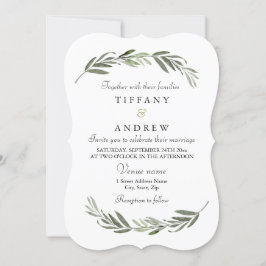 Invitación Moderno y simple Boda de flores de hoja elegante