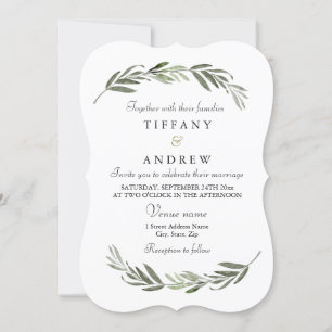 Invitación Moderno y simple Boda de flores de hoja elegante