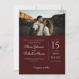 Invitación Moderno y simple Boda de fotografía borgoñona Mini