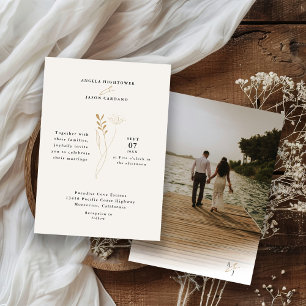 Invitación Moderno y simple Boda de fotografía de Boho Floral