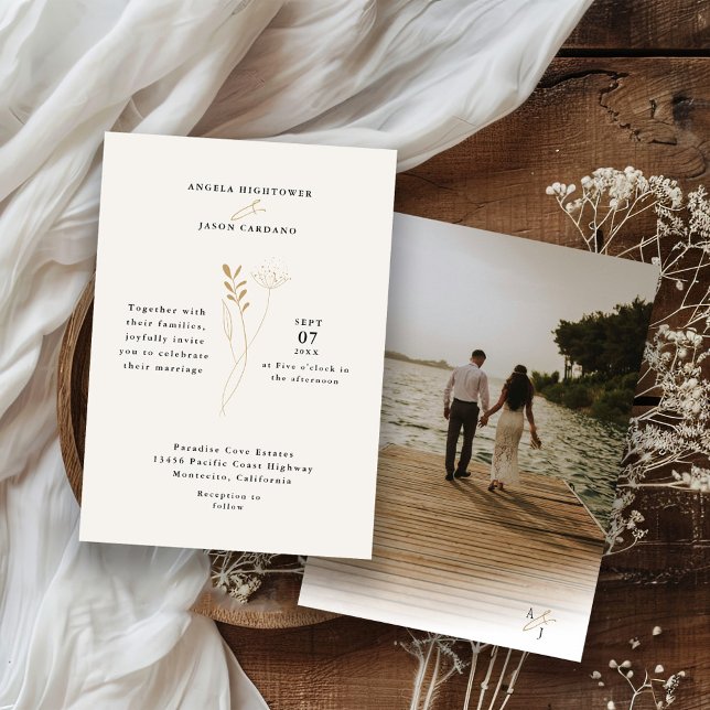 Invitación Moderno y simple Boda de fotografía de Boho Floral (Subido por el creador)